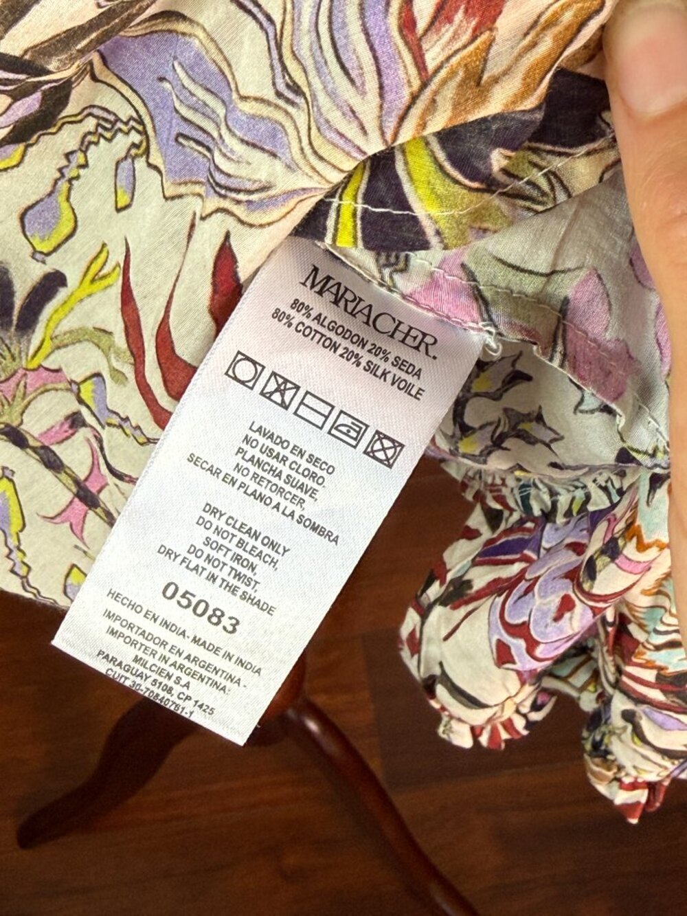 Maria Cher Cotton Silk Voile Floral Peasant Blouse XS Boho Luxe - Picture 8 of 10